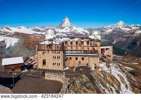 Gornergrat Observatory Station Near The Zermatt Town In The Valais Canton Of Switzerland