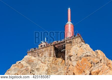 Aiguille Du Midi Is A 3842 M Mountain In The Mont Blanc Massif Within The French Alps Near The Chamo
