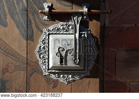 Old Architecture Detail. Nuremberg Castle Keyhole. Landmark Of Nuremberg, Germany.