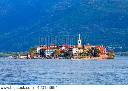 Isola Dei Pescatori Near The Stresa Town  Panoramic View. Isola Dei Pescatori Or Fishermens Island I