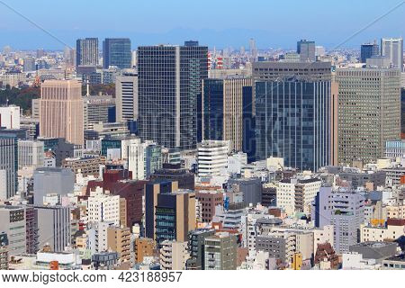 Tokyo Skyline. Tokyo City In Japan - Cityscape View With Uchisaiwaicho District Of Chiyoda Ward.