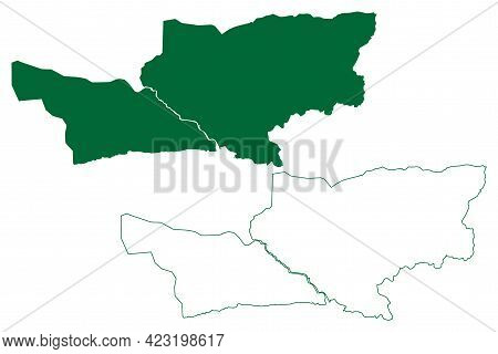 South West Khasi Hills District (meghalaya State, Republic Of India) Map Vector Illustration, Scribb