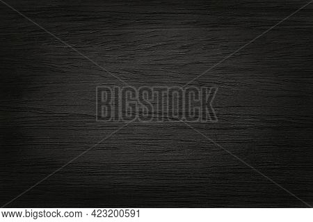 Black Wooden Wall Background, Texture Of Dark Bark Wood With Old Natural Pattern For Design Art Work