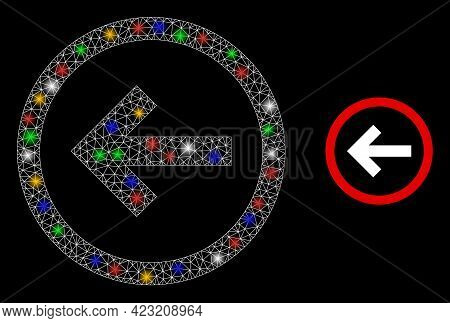 Glowing Mesh Network Back Direction With Multi Colored Glowing Spots. Constellation Vector Mesh Crea
