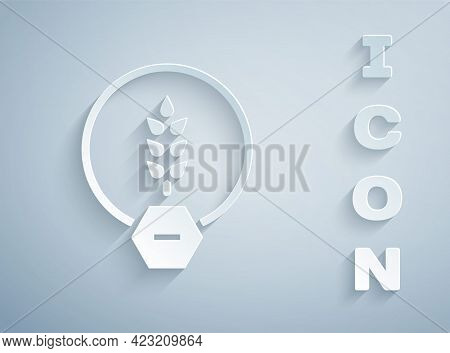 Paper Cut Gluten Free Grain Icon Isolated On Grey Background. No Wheat Sign. Food Intolerance Symbol