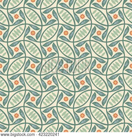 Vector Leaves And Winding Stems Seamless Pattern Background