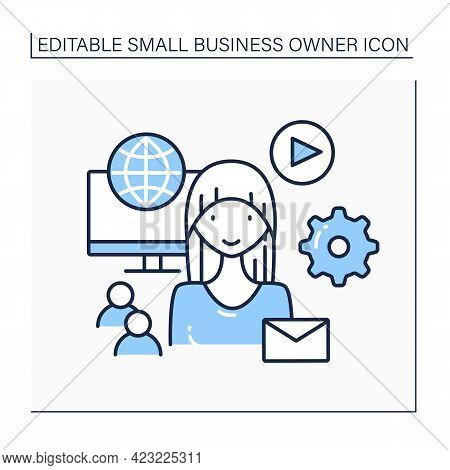 Social Media Manager Line Icon. Smm. Promotion Of Companies.solving Business Problems.marketer, Cust