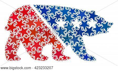 Bear Composition Of Stars In Variable Sizes And Color Tones. Bear Illustration Uses American Officia