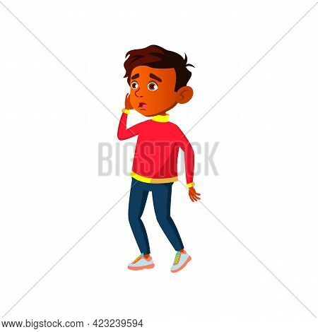 Shocked Asian Boy Lost Phone On Street Cartoon Vector. Shocked Asian Boy Lost Phone On Street Charac