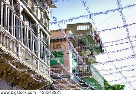 Pushkar, India - November 10, 2016: Low Angle Shot Of Decoration In City Of Rajasthan State With Sil