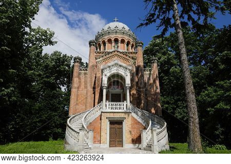 Buftea, Romania - June 6, 2021: Holy Trinity Chapel At The Stirbey Palace (domeniul Stirbey).