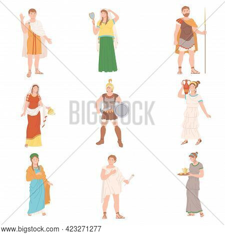 Roman People Characters As Cultural Ethnicity From Classical Antiquity Vector Set