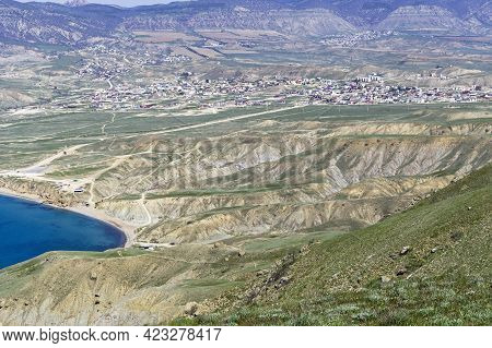 View From The Slope Of Cape Meganom To Small Villages In The Kapsel Tract. Crimea.