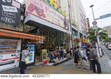 Okinawa, Japan - June 8,2019 : Unidentified People Shopping At First Makishi Public Market In Naha, 