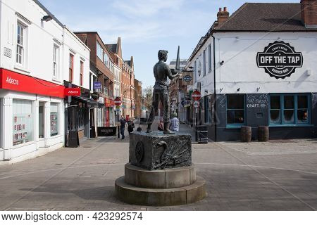 The Boy And The Boat Statue On The High Street Of Maidenhead In Berkshire In The Uk, Taken On The 30