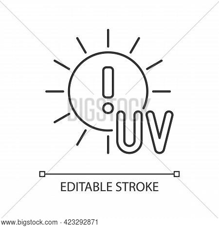 Danger Of Uv Rays Linear Icon. Ultraviolet Exposure Risk During Summer. Sun Overexposure. Thin Line 