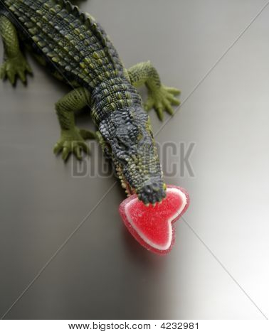 Cocodrile hračky, Aligator s Candy Valentine červené srdce v čelisti