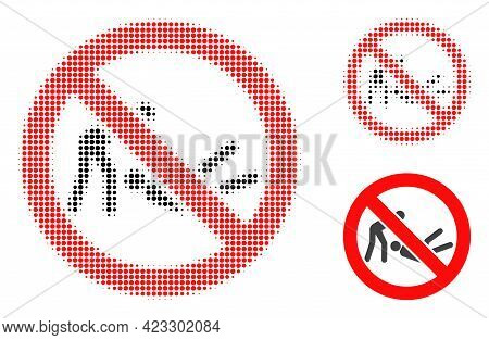 Forbidden Judo Struggle Halftone Dotted Icon. Halftone Pattern Contains Circle Points. Vector Illust