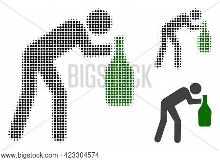 Drunky Man Halftone Dotted Icon. Halftone Pattern Contains Circle Pixels. Vector Illustration Of Dru