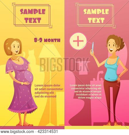 Pregnancy Last Quarter And Strip Test 2 Vertical Banners Set With Text Sample Abstract Isolated Vect
