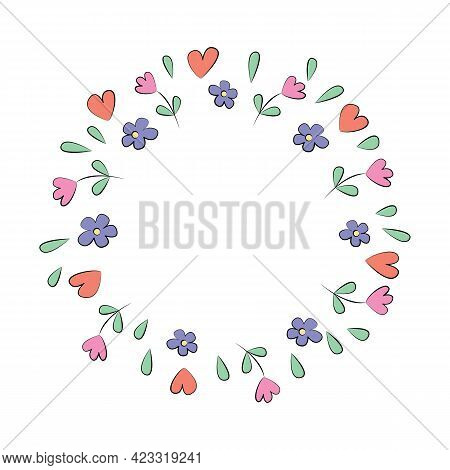 Vintage Floral Postcard Vector.retro Greetings Card With Flowers Petals And Hearts.romantic Pastel C