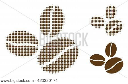 Coffee Beans Halftone Dotted Icon. Halftone Pattern Contains Round Dots. Vector Illustration Of Coff