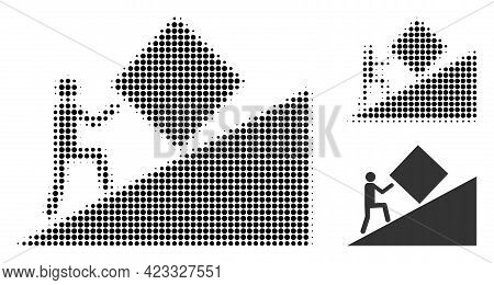 Pointless Task Halftone Dotted Icon. Halftone Array Contains Circle Elements. Vector Illustration Of