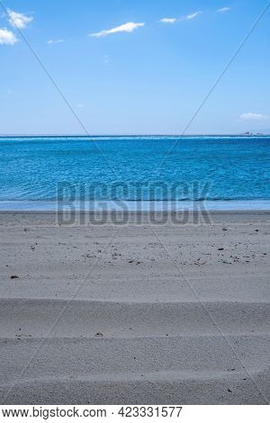 Sandy Beach, Ocean Sea Water, Summer Vacations Concept