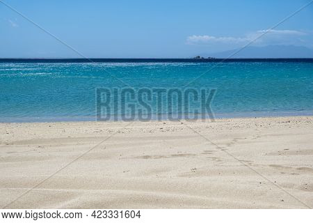 Sandy Beach, Ocean Sea Water, Summer Vacations Concept