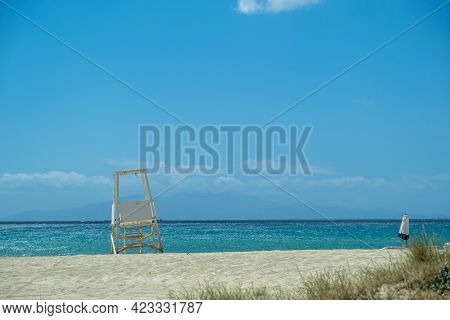 Sandy Beach, Ocean Sea Water, Summer Vacations Concept