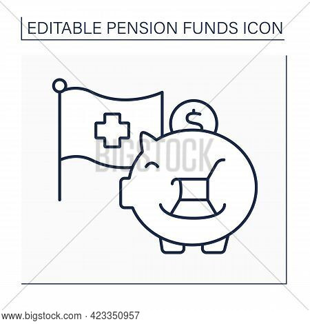 Credit Suisse Line Icon. Piggy Bank.create Long-term Value And Mitigate Risks With An Investment Str