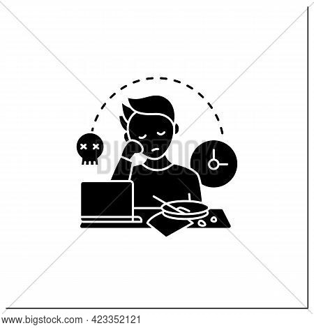 Laziness Glyph Icon.postpone Unpleasant Tasks For Later.delay. Lazy Person. Procrastination Concept.