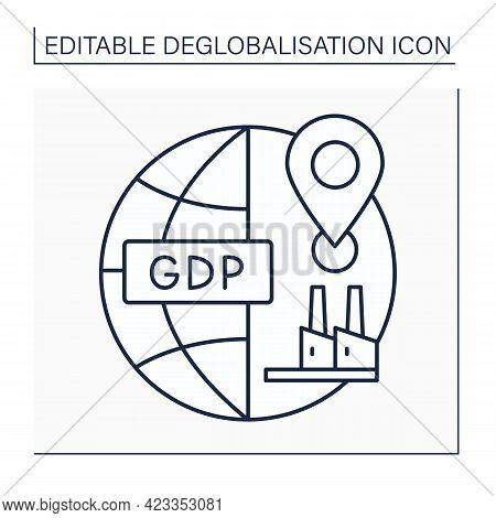 Domestic Production Line Icon. Gross Domestic Product. Gpd. Goods And Services Made In Country. Degl