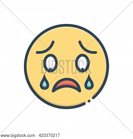 Color Illustration Icon For Dissapoint Disillusion Disappointment Despair Frustration Weep Emoji