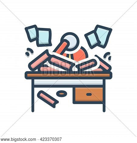 Color Illustration Icon For Disorganized Haphazard Scrappy Disorderly Straggling