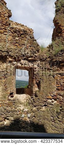 Ruins Of An Old Fortress In Vrdnik, Sremska Mitrovica, Vojvodina, Serbia. Ancient Stone Walls With M