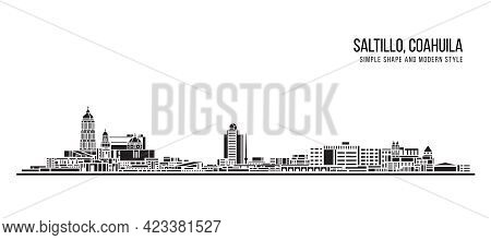 Cityscape Building Abstract Simple Shape And Modern Style Art Vector Design - Saltillo City, Coahuil