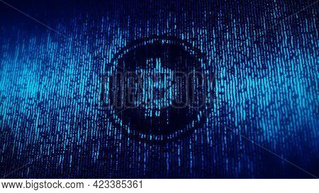 Big Data Technology .bitcoin Blockchain Logo. Cryptocurrency Trade. Artificial Intelligence.3d Rende