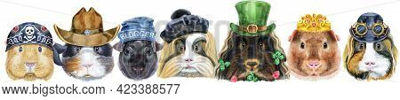 Large Guinea Pigs Border Set, Pet Portrait