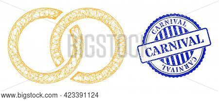 Vector Net Mesh Marriage Rings Carcass, And Carnival Blue Rosette Dirty Seal Imitation. Hatched Fram