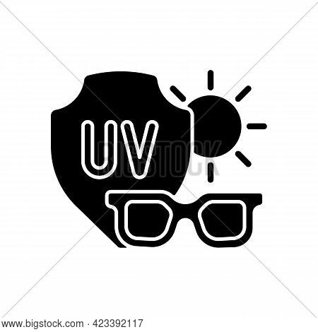 Sunglasses Black Glyph Icon. Glasses For Eye Protection From Uv Rays. Preventing Sun Exposure And Ul