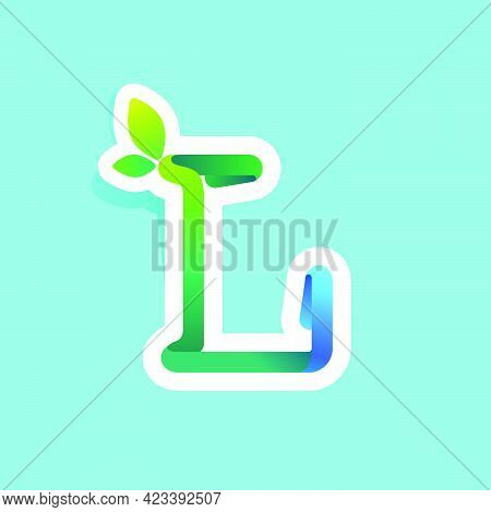 L Letter Flow Line Eco Logo With Green Leaves. Vector Green Icon Perfect To Use In Your Agriculture 