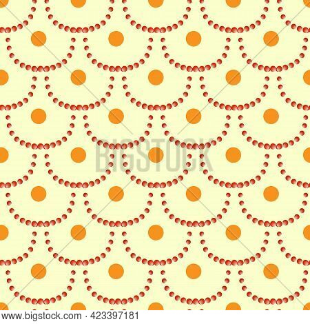Wavy Line With Polka On Yellow Seamless Pattern. Fashion Graphic Design. Modern Stylish Texture. Mod