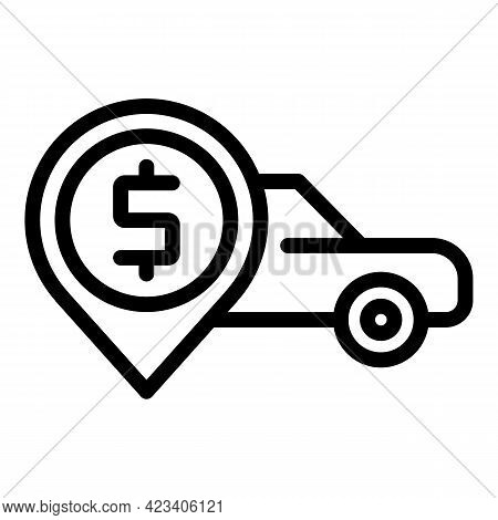 Taximeter Car Location Icon. Outline Taximeter Car Location Vector Icon For Web Design Isolated On W