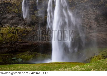 Famous Seljalands water falls in Iceland during spring time