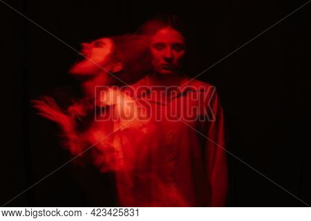 Portrait Of A Psychotic Woman With Schizophrenic Diseases And Mental Disorders