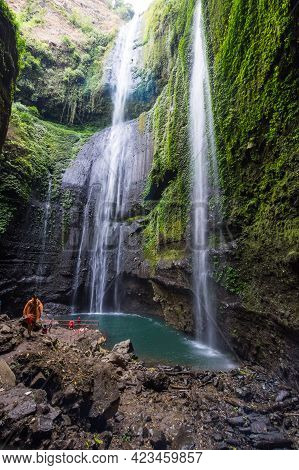 Main Cascade Of Madakaripura Waterfall On Island Java, Indonesia
