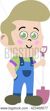 A Cute And Adorable Child Character In Cartoon Style. Kindergarten Preschool Kid Dressed As Professi