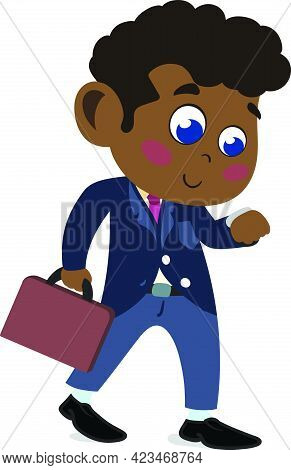 A Cute And Adorable Child Character In Cartoon Style. Kindergarten Preschool Kid Dressed As Professi