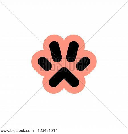 Dog Foot. Vector Logo In Bold Line Style